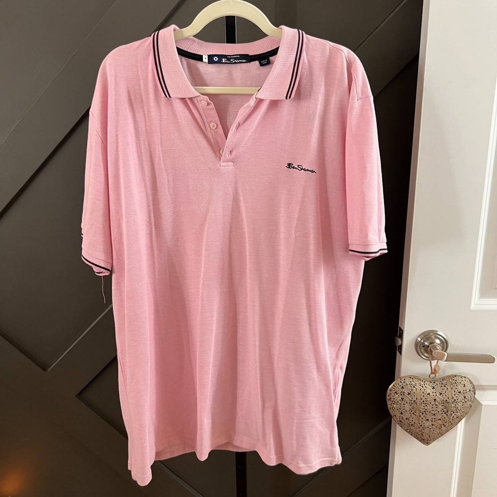 Ben Sherman Men's Pique Polo in pink XL